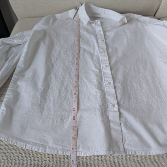 Pimkie 100% Cotton White Romantic Shirt With Smocking Detail on Sleeves, Size M - Picture 10 of 15